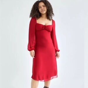 Aritzia Jacqueline red romantic chiffon dress NWT